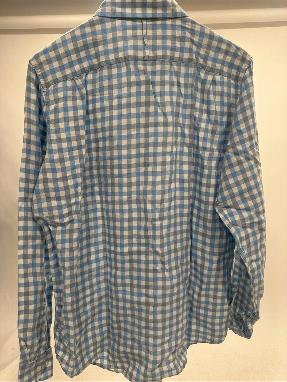 Banana Republic Linen Blue and White Gingham Button-Down Shirt